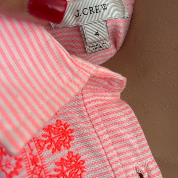 J. Crew Factory embroidered Oxford pullover blouse, Sz 4. - Picture 3 of 3